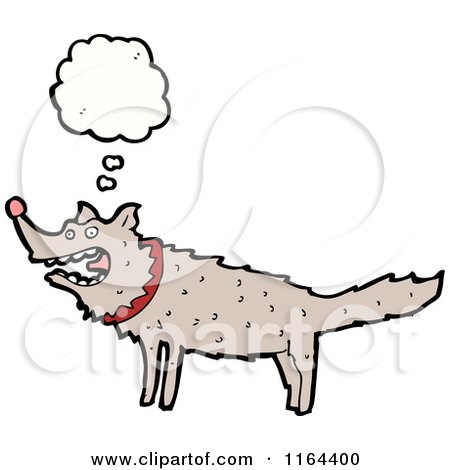 Cartoon of a Thinking Dog or Wolf - Royalty Free Vector Illustration by lineartestpilot