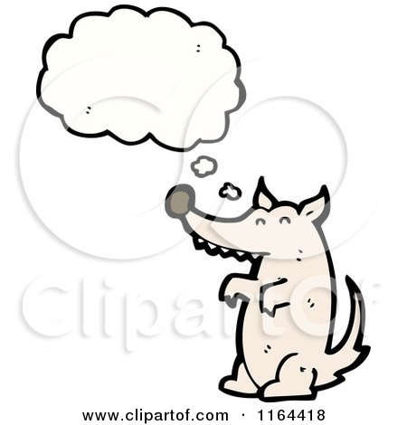 Cartoon of a Thinking Wolf - Royalty Free Vector Illustration by lineartestpilot