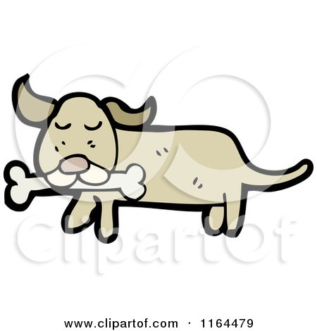 Cartoon of a Dog with a Bone - Royalty Free Vector Illustration by lineartestpilot