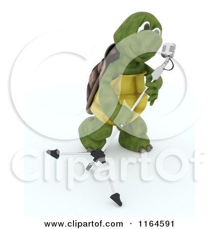 Clipart of a 3d Tortoise Singer with a Microphone - Royalty Free CGI Illustration by KJ Pargeter