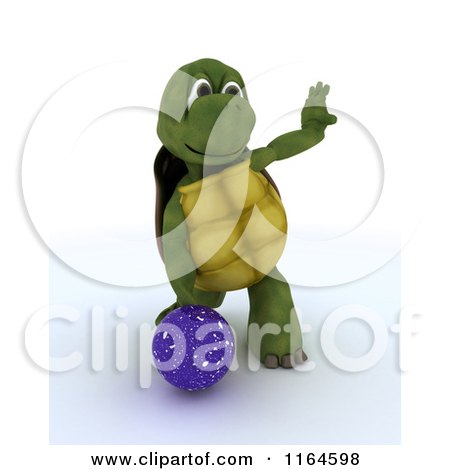 Clipart of a 3d Bowling Tortoise with a Ball - Royalty Free CGI Illustration by KJ Pargeter