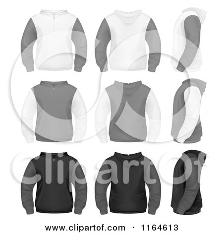 Clipart of Gray White and Black Mens Hoodie Sweaters - Royalty Free Vector Illustration by vectorace
