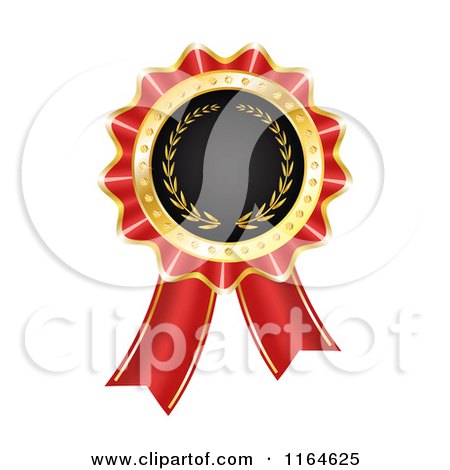 Clipart of a Red and Gold Rosette Award Ribbon Medal - Royalty Free Vector Illustration by vectorace