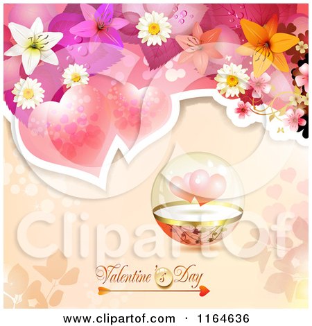 Clipart of a Valentines Day Background with Roses Hearts and Text 8 - Royalty Free Vector Illustration by merlinul