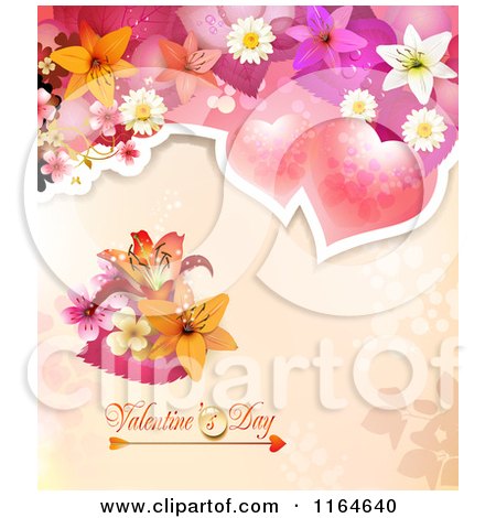 Clipart of a Valentines Day Background with Roses and Flowers over Text 2 - Royalty Free Vector Illustration by merlinul