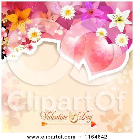 Clipart of a Valentines Day Background with Roses and Flowers over Text - Royalty Free Vector Illustration by merlinul
