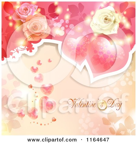 Clipart of a Valentines Day Background with Roses Hearts and Text 2 - Royalty Free Vector Illustration by merlinul