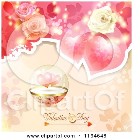 Clipart of a Valentines Day Background with Roses Hearts and Text 3 - Royalty Free Vector Illustration by merlinul