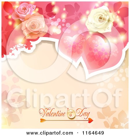 Clipart of a Valentines Day Background with Roses Hearts and Text 4 - Royalty Free Vector Illustration by merlinul