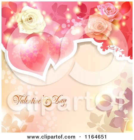 Clipart of a Valentines Day Background with Roses Hearts and Text - Royalty Free Vector Illustration by merlinul