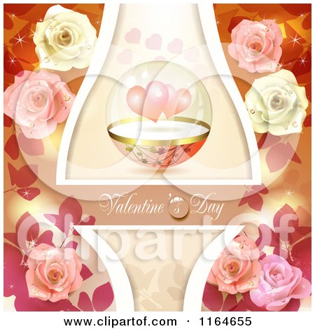 Clipart of a Valentines Day Background with Roses Hearts and Text 9 - Royalty Free Vector Illustration by merlinul