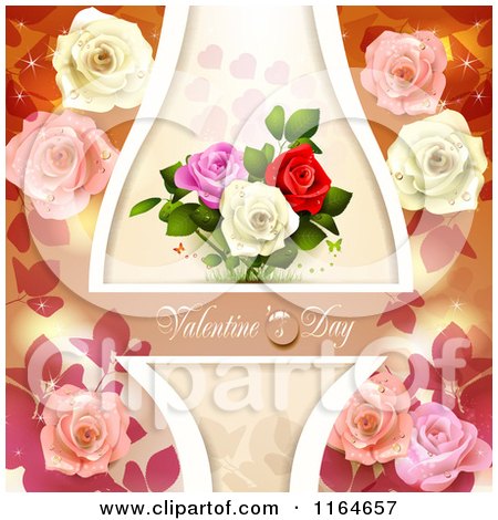 Clipart of a Valentines Day Background with Roses Hearts and Text 10 - Royalty Free Vector Illustration by merlinul