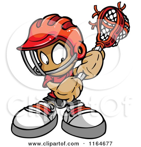 Cartoon of a Lacrosse Boy Holding a Stick - Royalty Free Vector Clipart by Chromaco