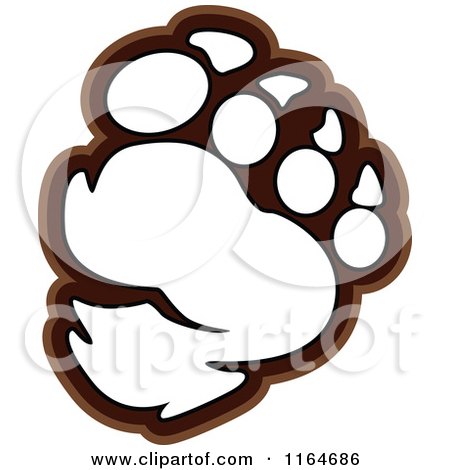Cartoon of a Bear Paw Outlined in Brown - Royalty Free Vector Clipart by Chromaco