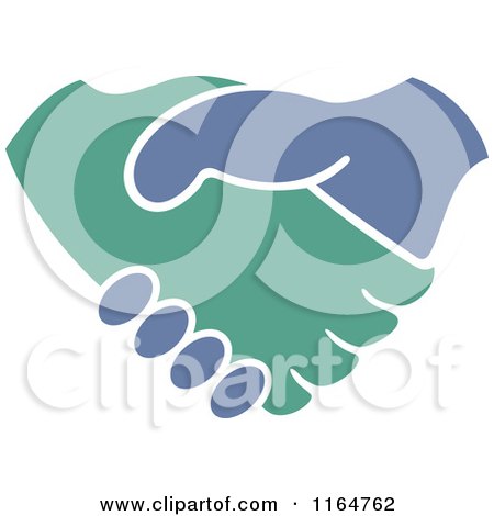 Clipart of a Green and Blue Handshake 3 - Royalty Free Vector Illustration by Vector Tradition SM