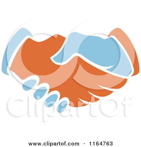 Clipart of a Blue and Orange Handshake - Royalty Free Vector Illustration by Vector Tradition SM
