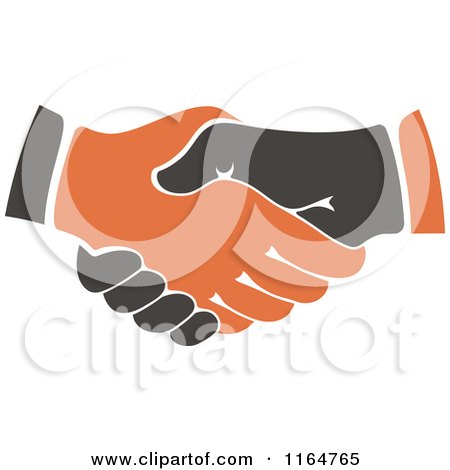 Clipart of a Black and Orange Handshake - Royalty Free Vector Illustration by Vector Tradition SM