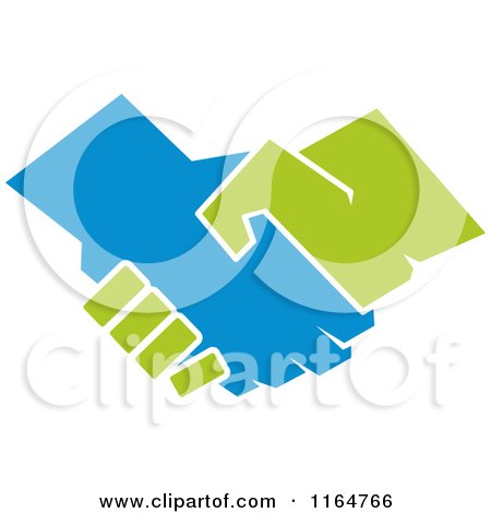 Clipart of a Green and Blue Handshake - Royalty Free Vector Illustration by Vector Tradition SM
