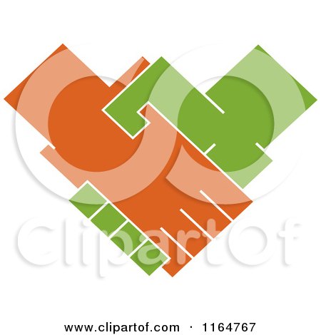 Clipart of a Green and Orange Handshake - Royalty Free Vector Illustration by Vector Tradition SM