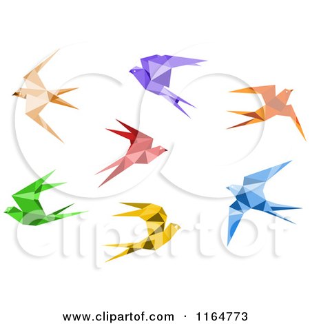 Clipart of Origami Hummingbirds 2 - Royalty Free Vector Illustration by Vector Tradition SM