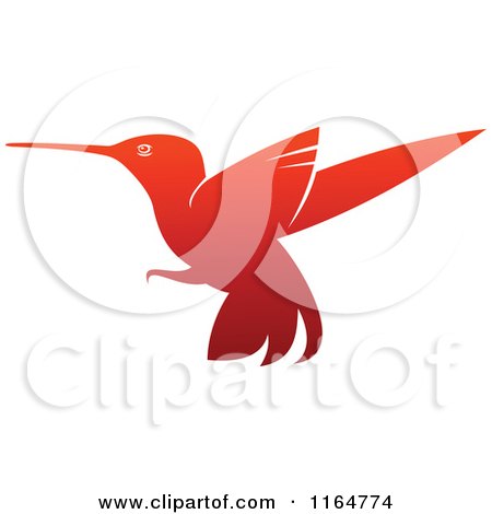 Clipart of a Gradient Red Hummingbird - Royalty Free Vector Illustration by Vector Tradition SM