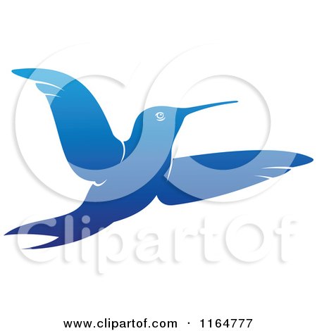 Clipart of a Gradient Blue Hummingbird 2 - Royalty Free Vector Illustration by Vector Tradition SM