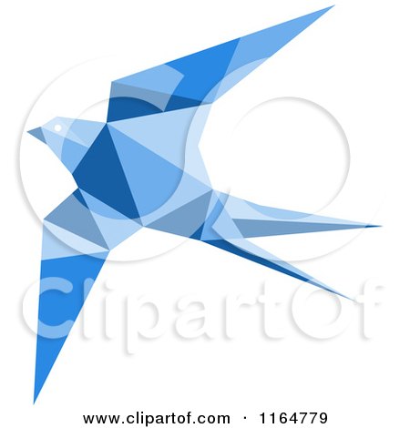 Clipart of a Blue Origami Hummingbird 2 - Royalty Free Vector Illustration by Vector Tradition SM