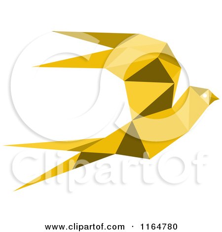 Clipart of a Yellow Origami Hummingbird 2 - Royalty Free Vector Illustration by Vector Tradition SM