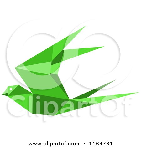 Clipart of a Green Origami Hummingbird 2 - Royalty Free Vector Illustration by Vector Tradition SM