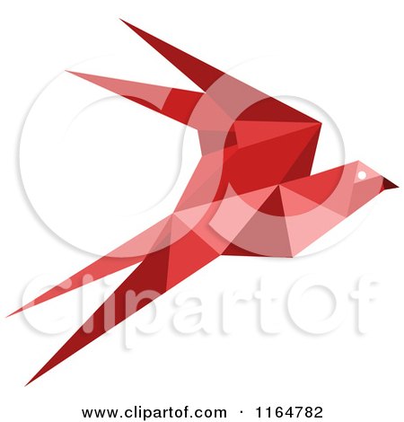 Clipart of a Red Origami Hummingbird - Royalty Free Vector Illustration by Vector Tradition SM