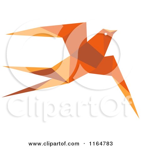 Clipart of an Orange Origami Hummingbird - Royalty Free Vector Illustration by Vector Tradition SM