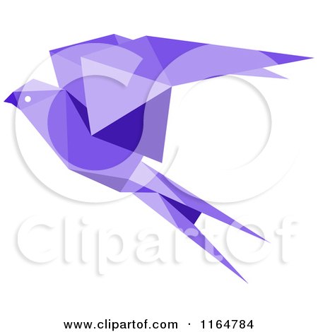 Clipart of a Purple Origami Hummingbird - Royalty Free Vector Illustration by Vector Tradition SM
