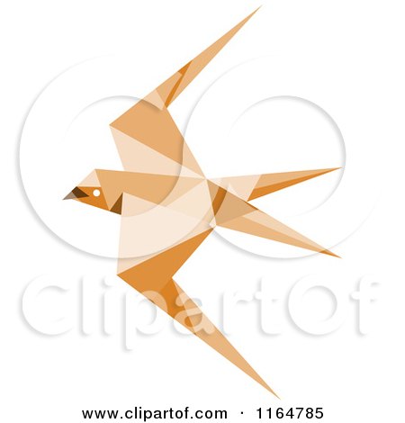 Clipart of a Tan Origami Hummingbird - Royalty Free Vector Illustration by Vector Tradition SM