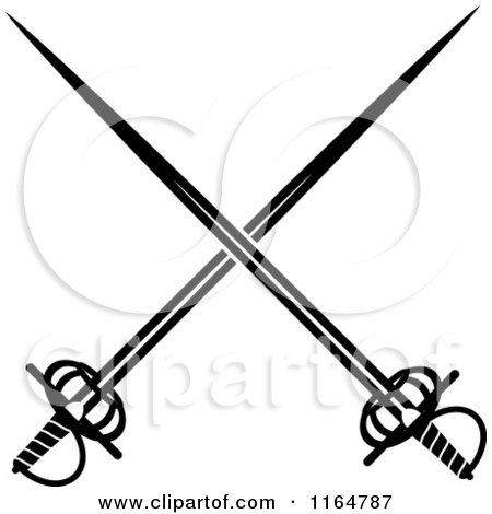 Clipart of Black and White Crossed Swords Version 24 - Royalty Free Vector Illustration by Vector Tradition SM