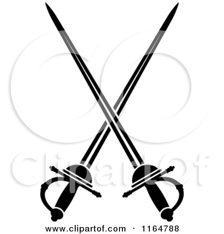 Clipart of Black and White Crossed Swords Version 23 - Royalty Free Vector Illustration by Vector Tradition SM