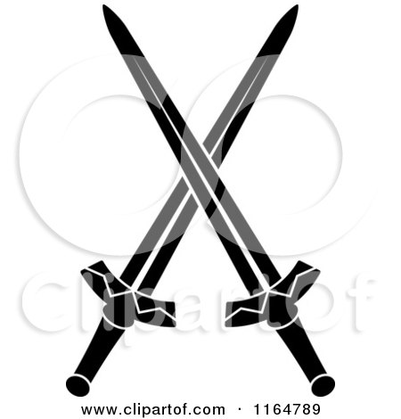 Clipart of Black and White Crossed Swords Version 22 - Royalty Free Vector Illustration by Vector Tradition SM