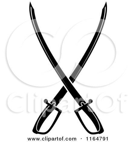 Clipart of Black and White Crossed Swords Version 21 - Royalty Free Vector Illustration by Vector Tradition SM