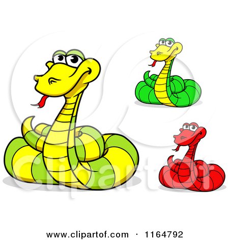 Clipart of Coild Red Green and Yellow Snakes - Royalty Free Vector Illustration by Vector Tradition SM
