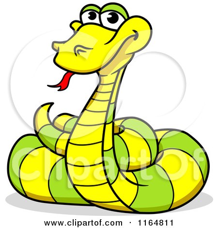 Clipart of a Coild Green and Yellow Snake - Royalty Free Vector Illustration by Vector Tradition SM