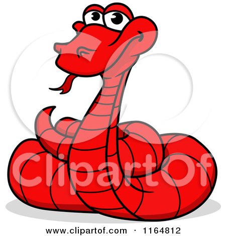 Clipart of a Coild Red Snake - Royalty Free Vector Illustration by Vector Tradition SM