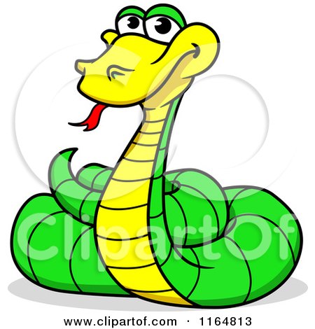 Clipart of a Coild Green and Yellow Snake 2 - Royalty Free Vector Illustration by Vector Tradition SM