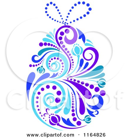 Clipart of a Purple and Blue Floral Easter Egg - Royalty Free Vector Illustration by Vector Tradition SM