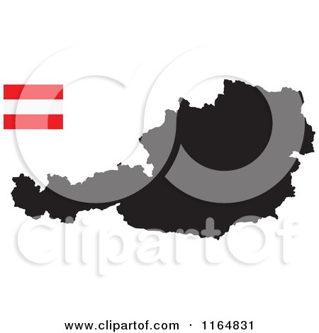 Clipart of a Black Map of Austria and Flag - Royalty Free Vector Illustration by Andrei Marincas
