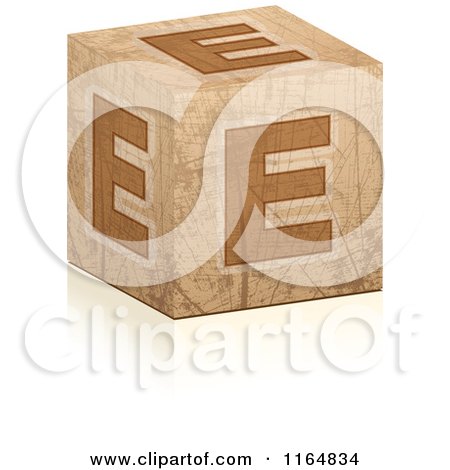 Clipart of a Brown Grungy Letter E Cube - Royalty Free Vector Illustration by Andrei Marincas