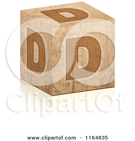 Clipart of a Brown Grungy Letter D Cube - Royalty Free Vector Illustration by Andrei Marincas