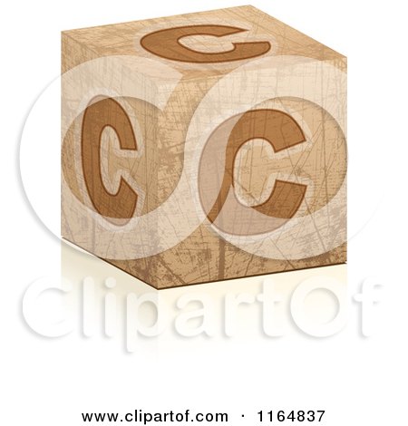 Clipart of a Brown Grungy Letter C Cube - Royalty Free Vector Illustration by Andrei Marincas