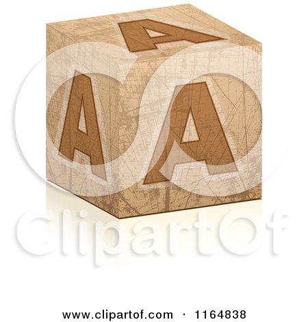 Clipart of a Brown Grungy Letter a Cube - Royalty Free Vector Illustration by Andrei Marincas