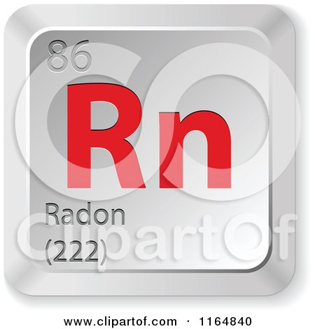 Clipart of a 3d Red and Silver Radon Chemical Element Keyboard Button - Royalty Free Vector Illustration by Andrei Marincas