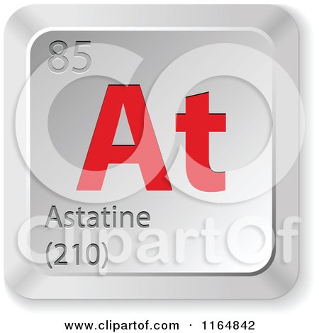 Clipart of a 3d Red and Silver Astatine Chemical Element Keyboard Button - Royalty Free Vector Illustration by Andrei Marincas