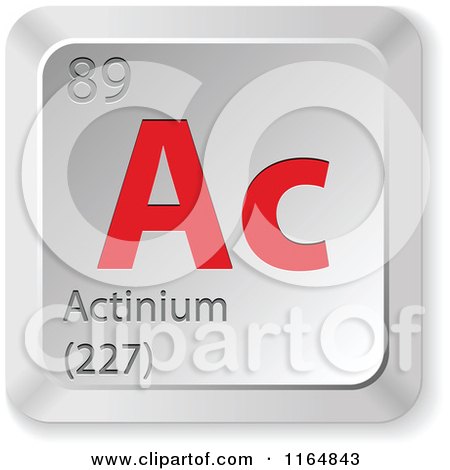 Clipart of a 3d Red and Silver Actinium Chemical Element Keyboard Button - Royalty Free Vector Illustration by Andrei Marincas
